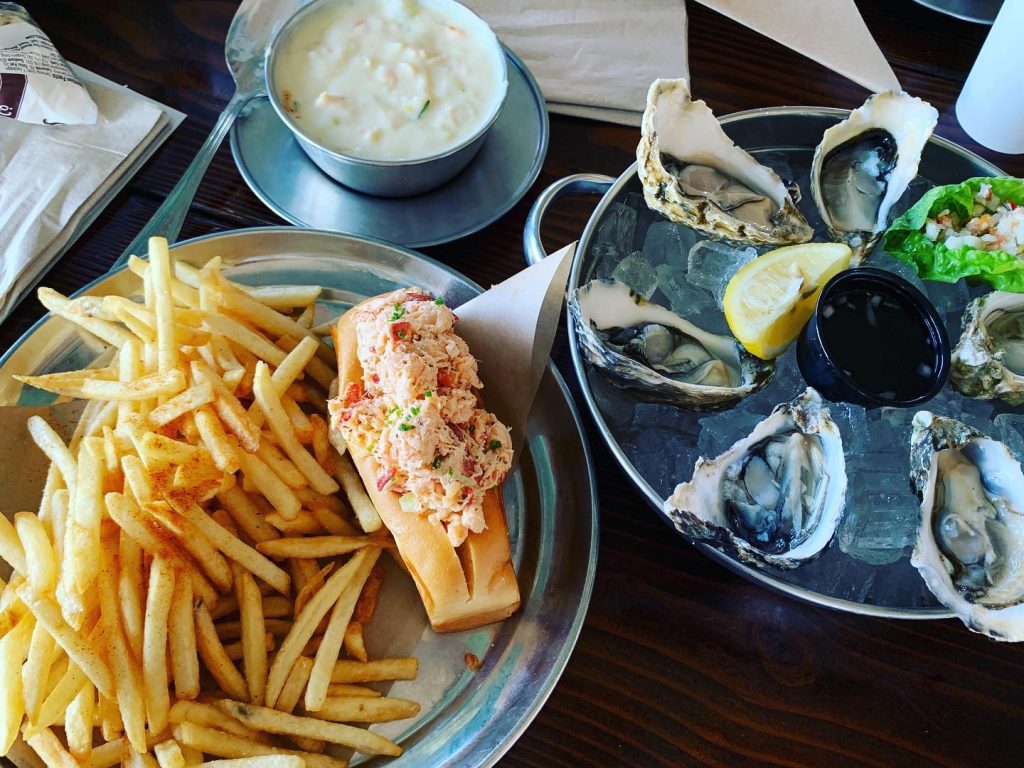 Seafood plates from The Albright restaurant on the Santa Monica Pier