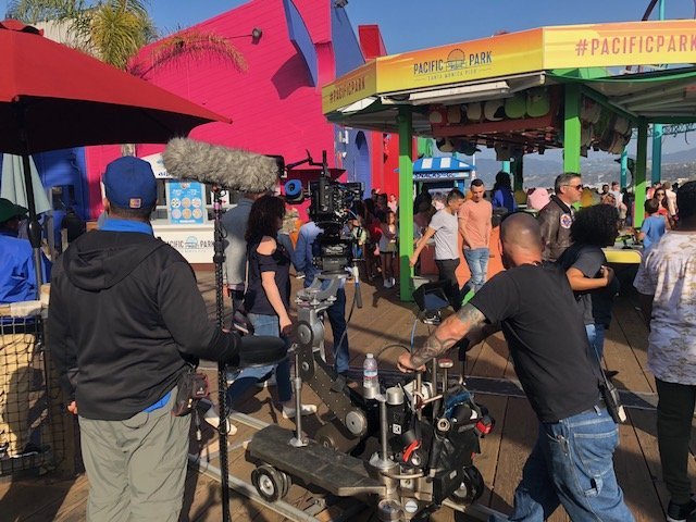 Filming on the Santa Monica Pier