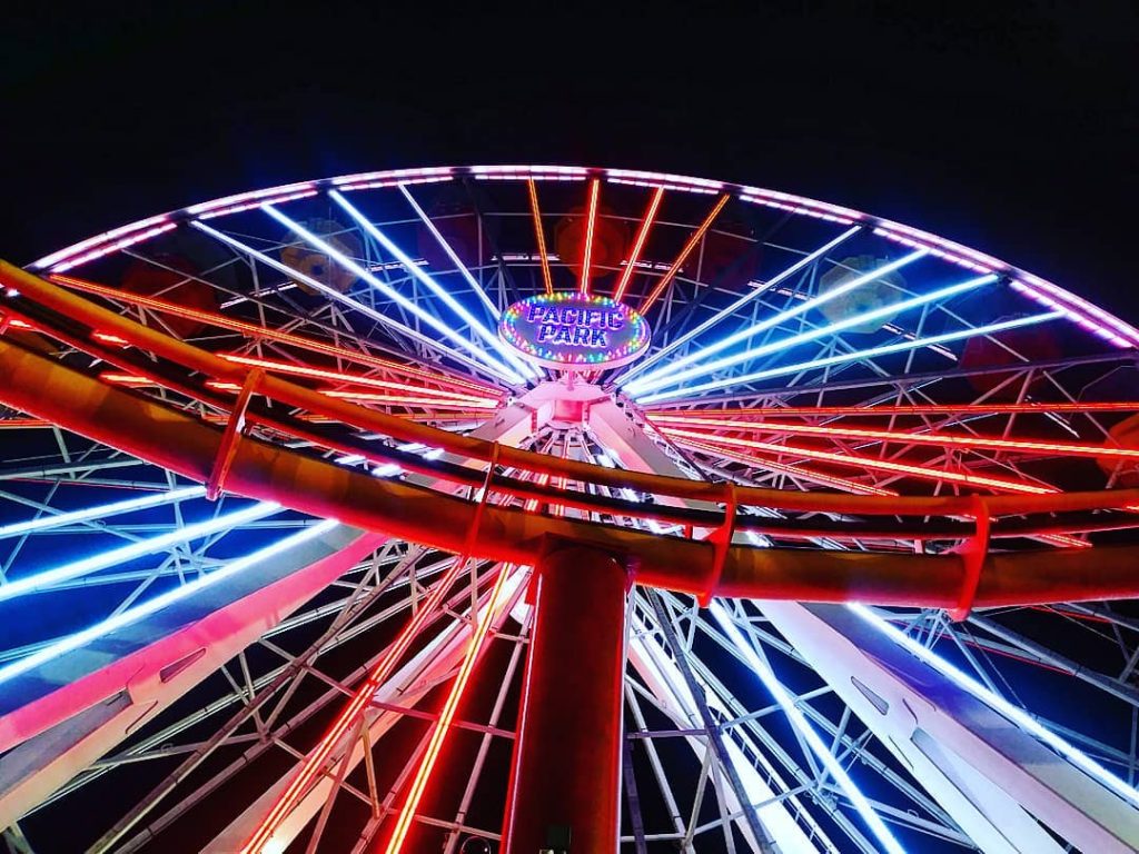 Pacific Wheel lights up in red, white, and blue