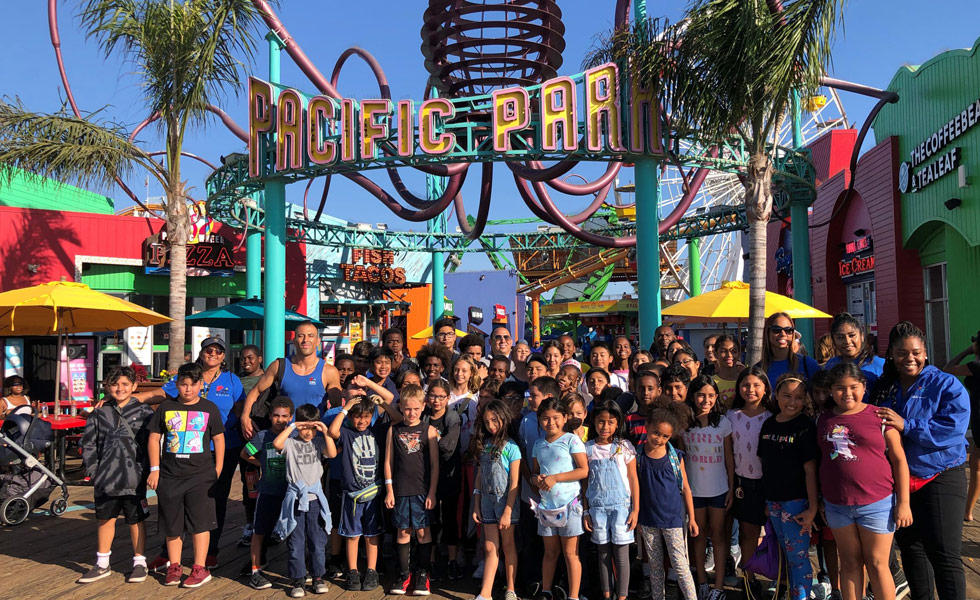 Group in front of Pacific Park food court