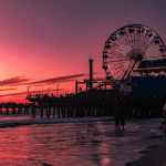 Teh Sunset at Santa Monica Beach in California