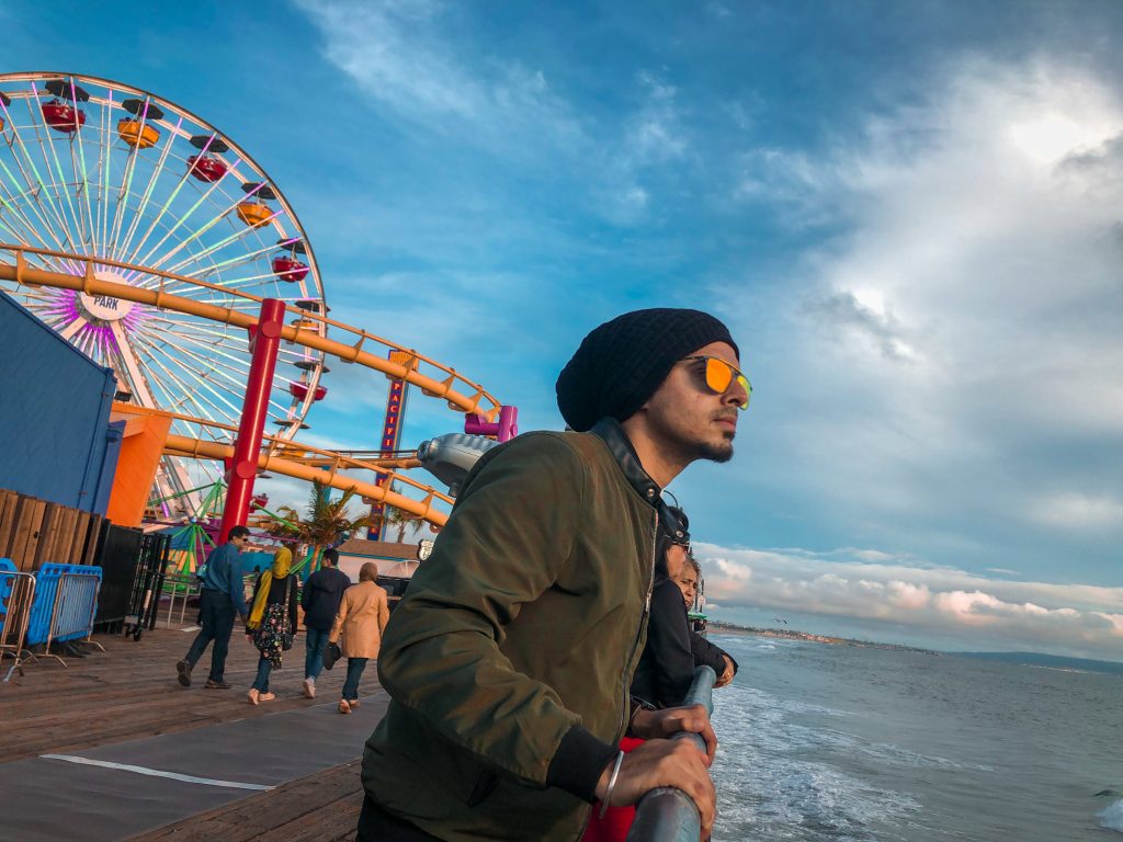 Indian Travel YouTuber @Desi_Travels at the Santa Monica Pier