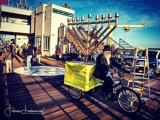 Hannukkah Menorah on the West end of the Santa Monica Pier