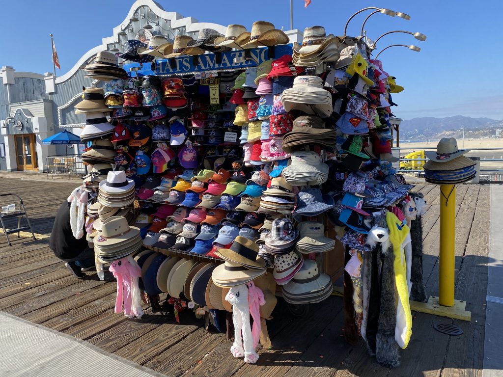 Hat cart on the Santa Monica Pier