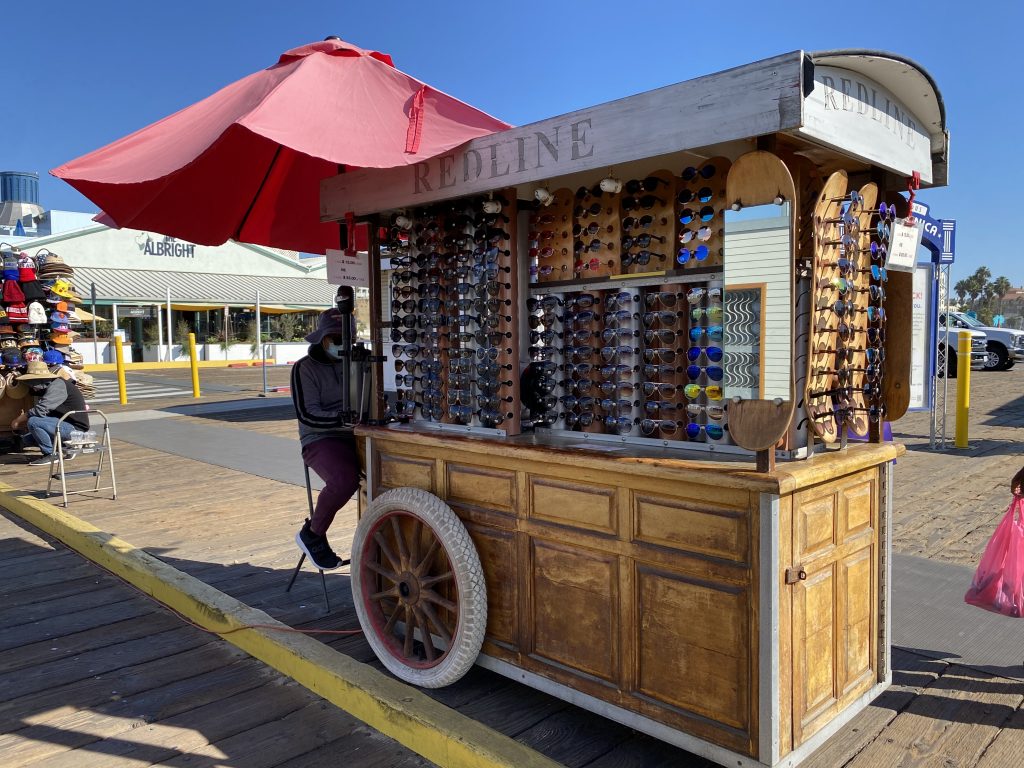 Sunglasses cart on the Santa Monica Pier