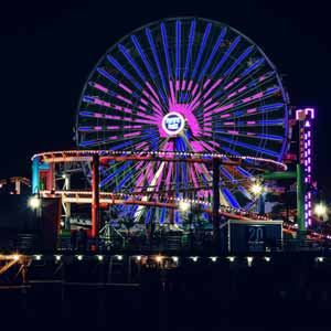 A special message, "Marry Me", displayed on the Santa Monica Pier Ferris Wheel for a proposal