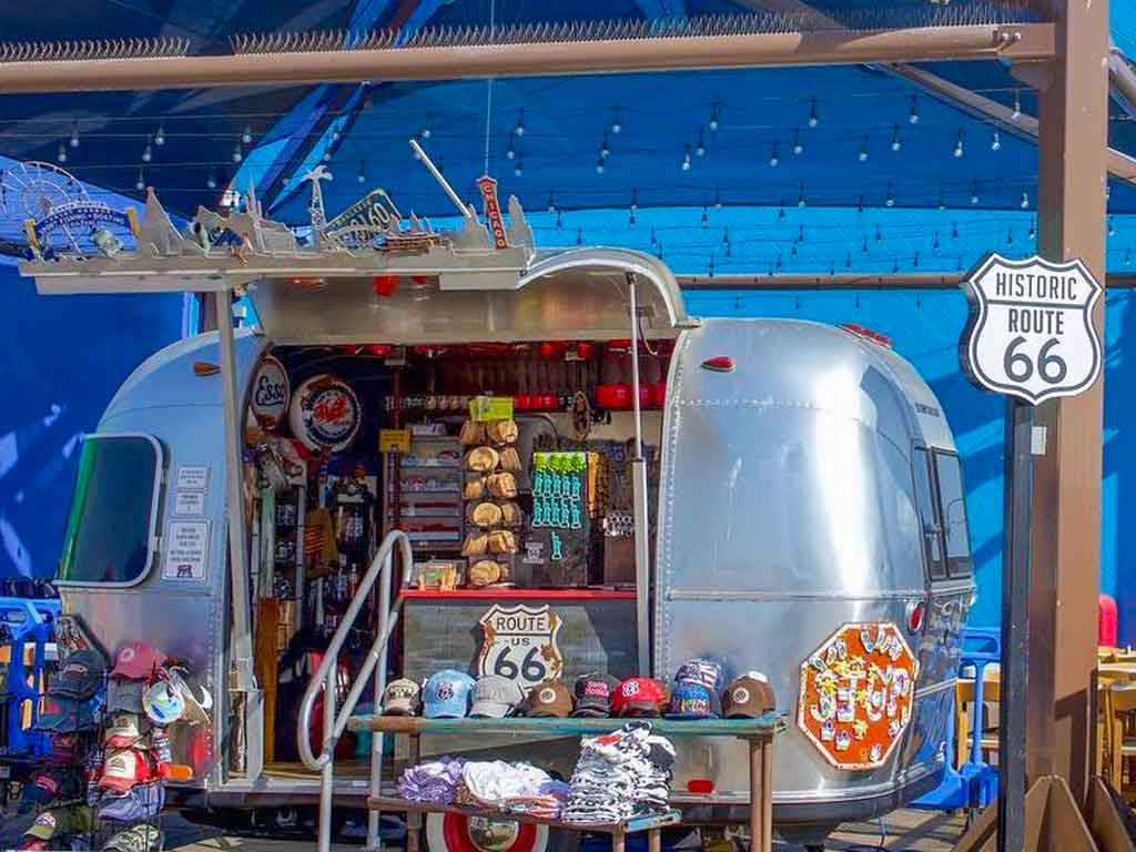 Airstream Route 66 retail trailer on the Santa Monica Pier