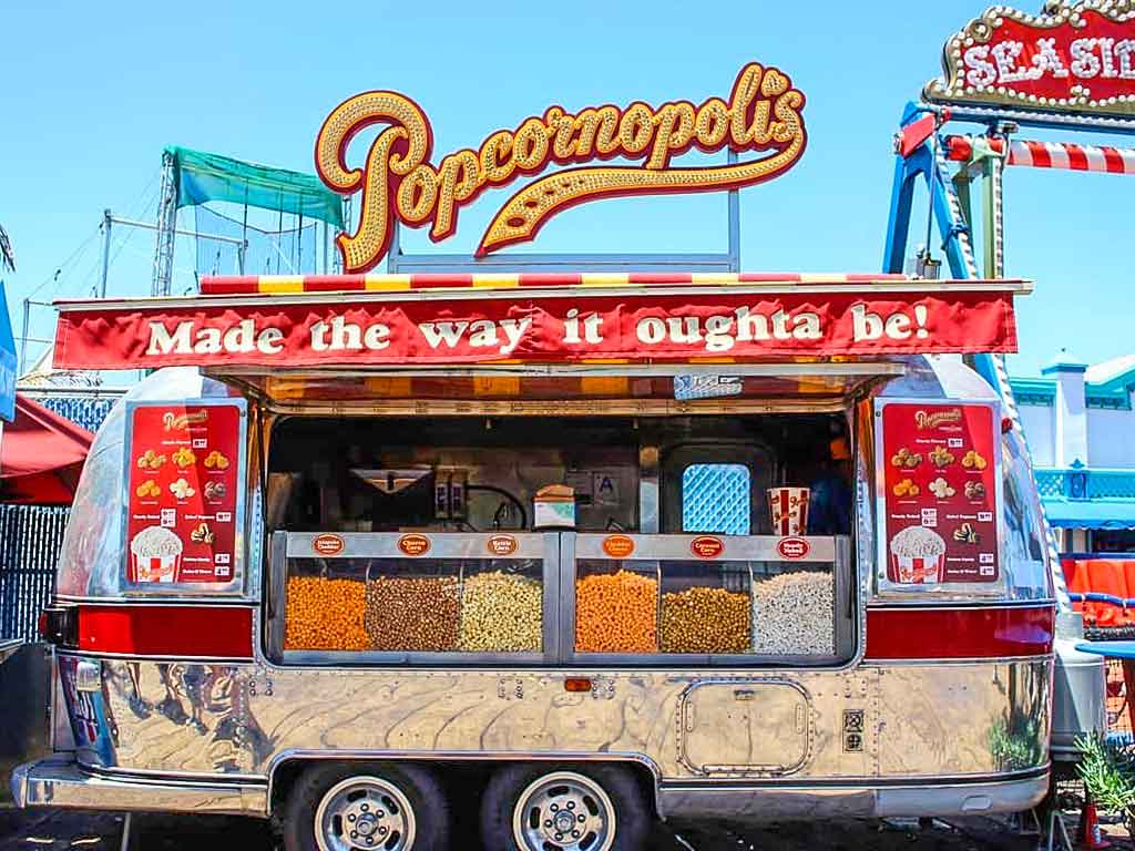 Popcornopolis Airstream trailer on the Santa Monica Pier