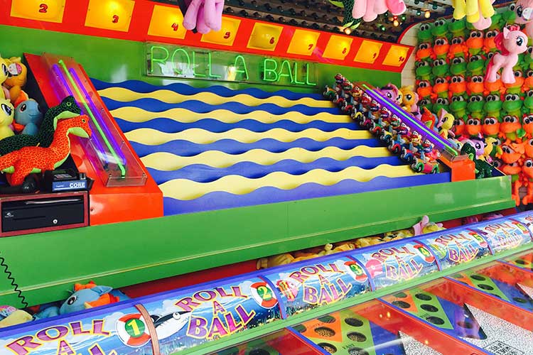 Roll a ball game on the Santa Monica Pier