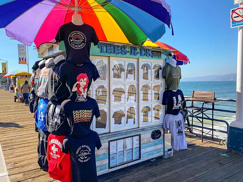 T-shirt cart on the Santa Monica Pier