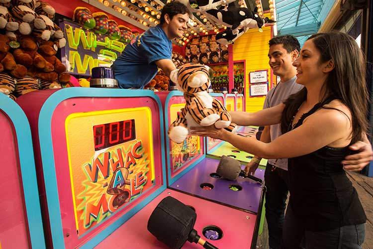 Whac-a-mole game on the Santa Monica Pier