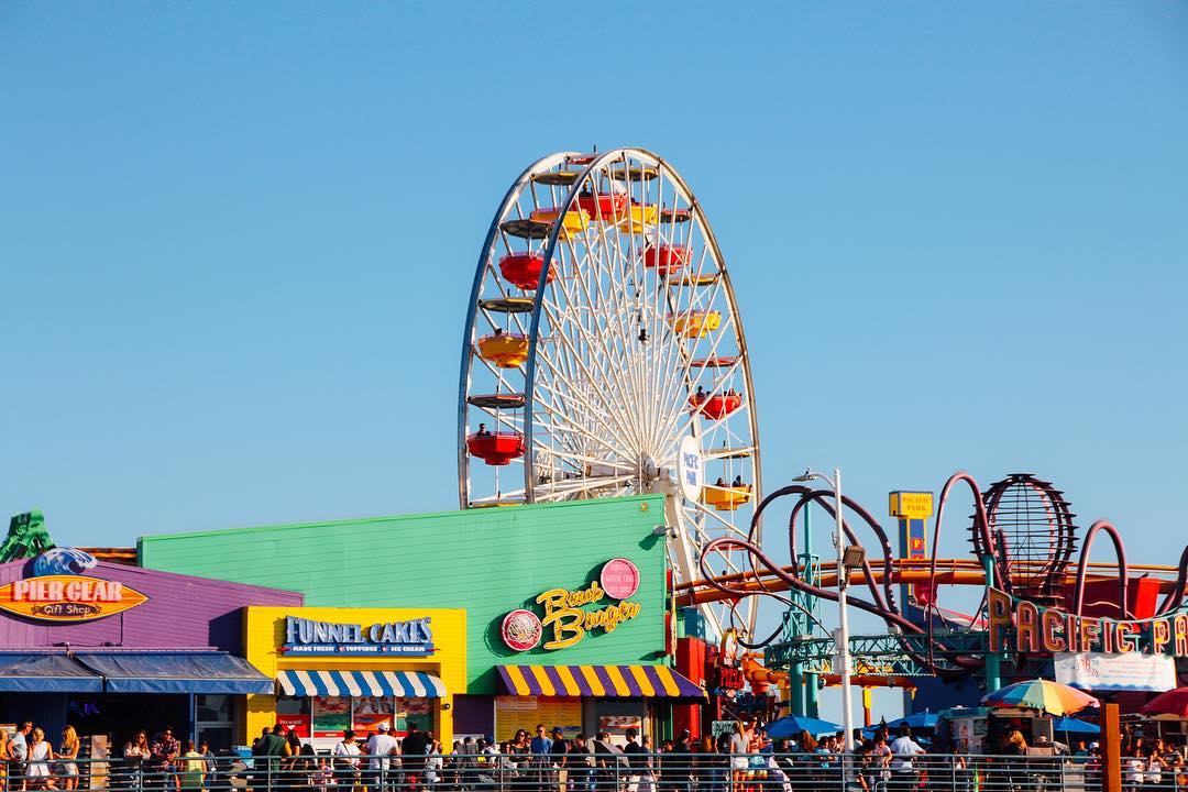 Basketball game at amusement park on the Santa Monica Pier