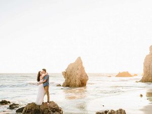 Couple hugging on Matador Beach