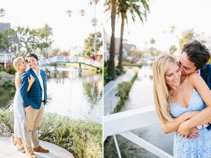 Couple in front of Venice Canals in Venice, CA