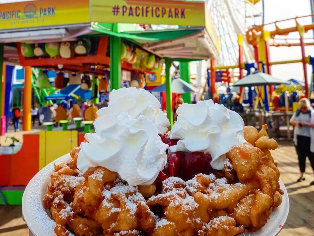 Funnel cake with scoop of ice cream