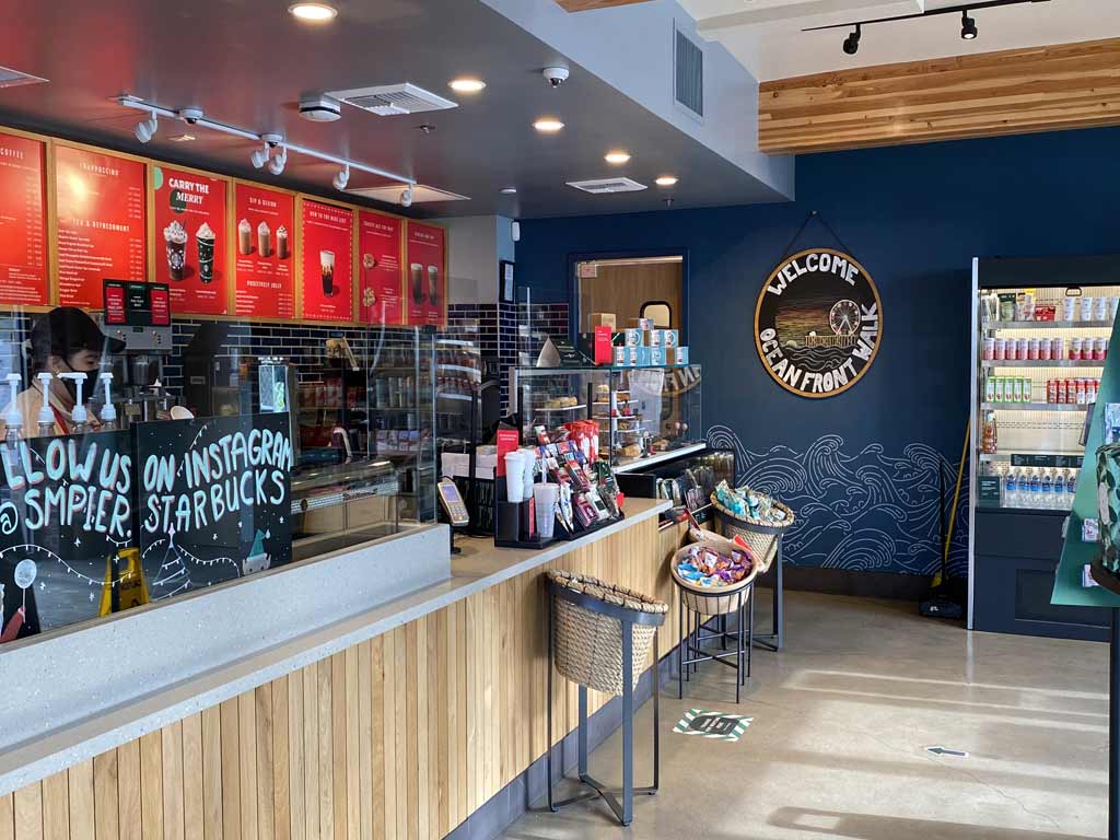 Inside Starbucks store on Ocean Front Walk