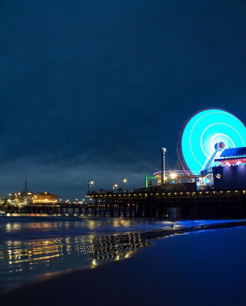 UCLA Bruins blue and gold Ferris Wheel in Santa Monica - Photo by @ramirez_jr1107