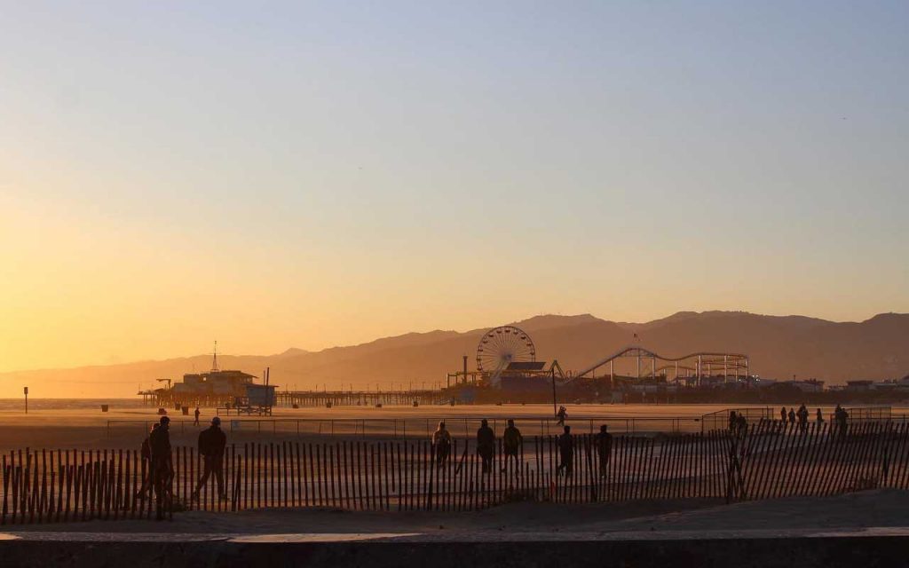 Santa Monica Beach at sunset