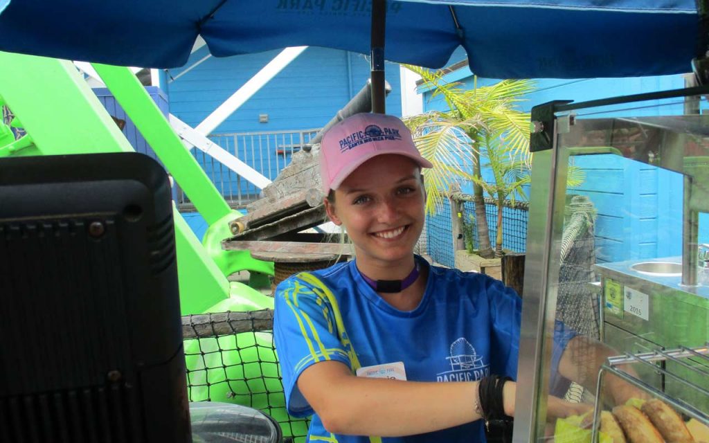 Employee serving food on the Santa Monica Pier