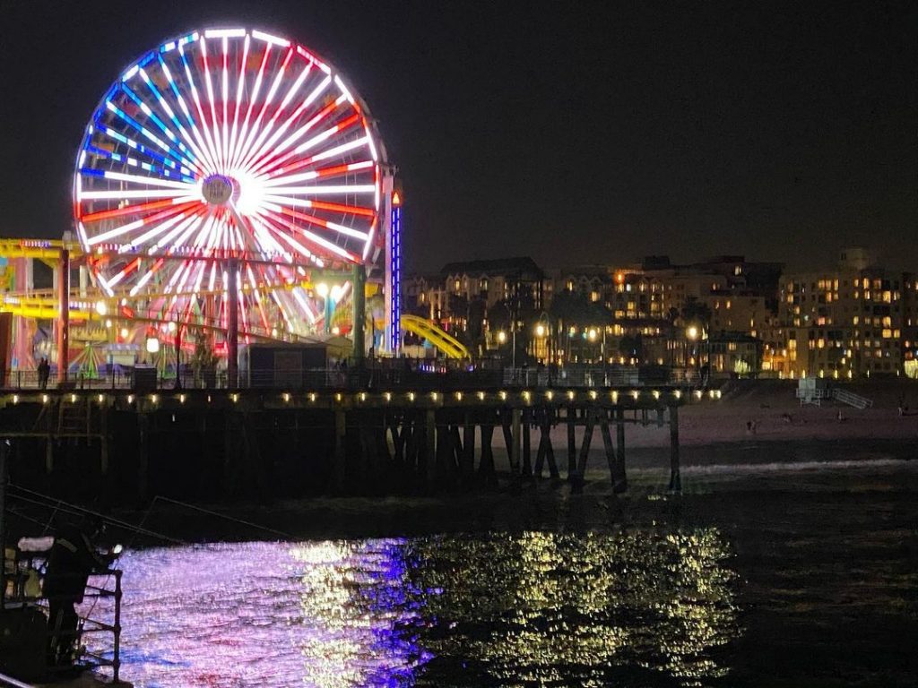 An American Flag Displayed on the Pacific Wheel | Photo by @land_arch2b