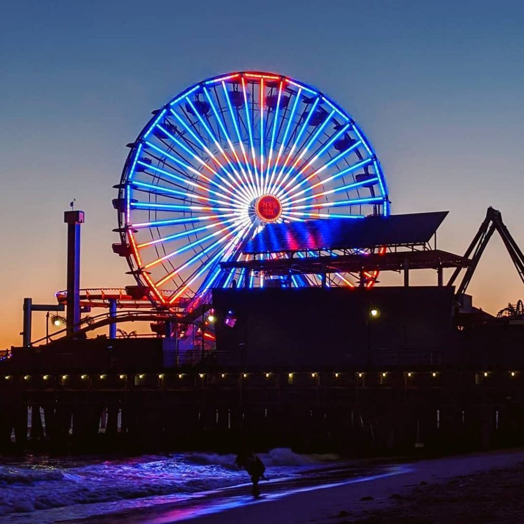 Juneteenth Ferris wheel lighting at the Santa Monica Pier