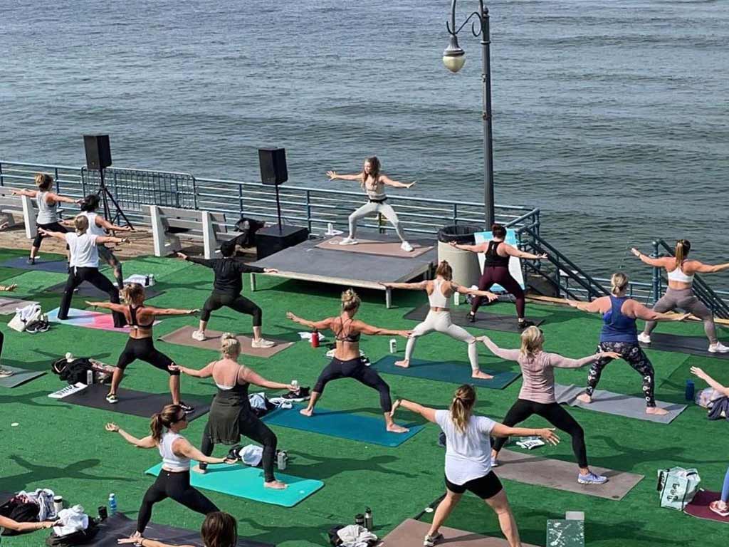 Workout class on Santa Monica Pier