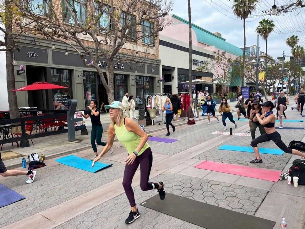 Women participating in exercise class