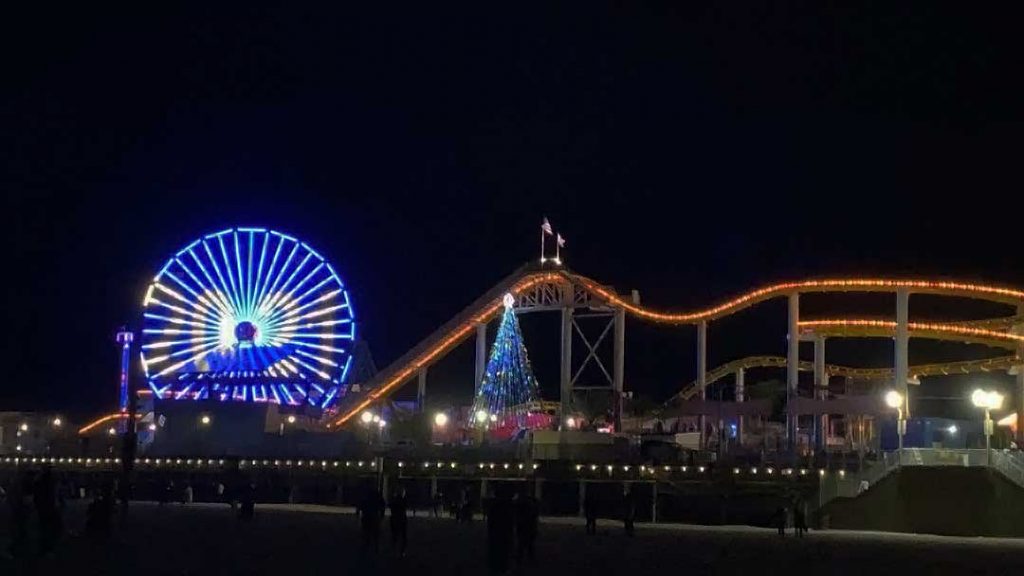 2021 displayed in lights on the Pacific Wheel in Santa Monica for New Years Eve | @247janet