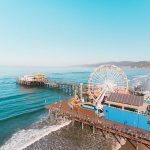 The Santa Monica Pier as seen from the air south of the pier